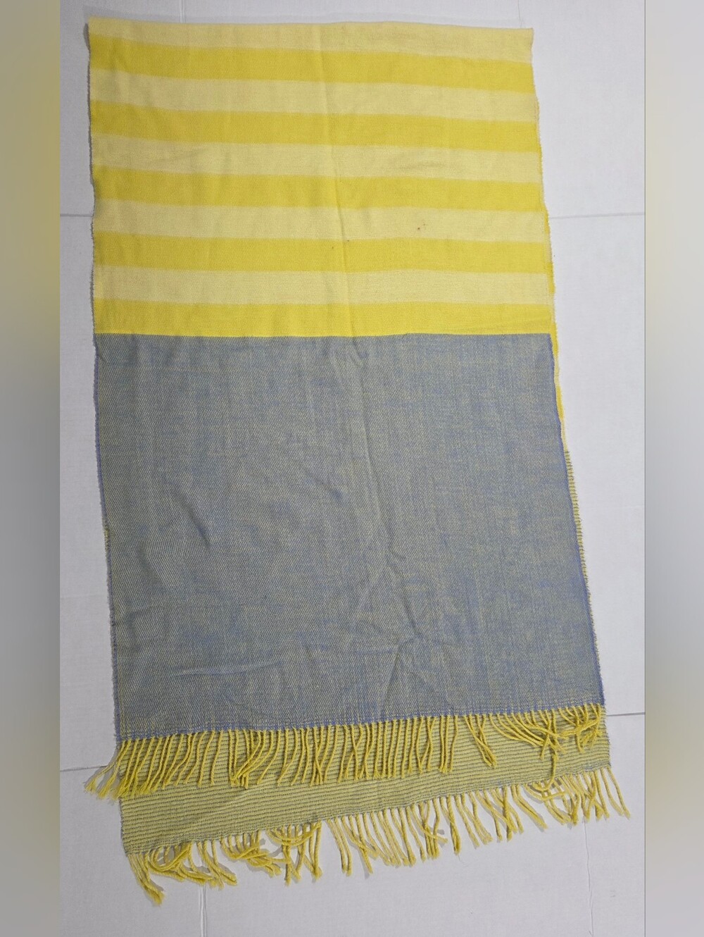 Yellow and Gray Striped Scarf